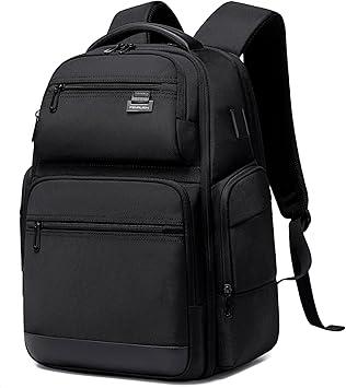 FENRUIEN Business Travel Backpack for Men,Large Capacity Laptop Backpack with USB Charging Port,Multifunctional Water Resistant Expandable Black Bag Fits 15.6 Inch computer