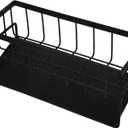 GLEAVI Kitchen Sink Sponge Holder Rack Multipurpose Drying Towel Organizer for Dishcloths Food-Grade Stainless Steel Space-Saving Design for Home and Kitchen Use (Black)