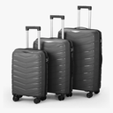 Karl home Luggage Set 3 Piece, PP Hard Shell Suitcase with Spinner Wheels & TSA Lock, Lightweight Carry on Suitcase Set 20in Carry-on 24in 28in Checked, Dark Gray