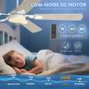 Ceiling Fans with Lights, 52 Inch Modern Ceiling Fans with Lights and Remote Control, DC Reversible Motor, Noiseless, 3CCT, Ceiling Fan for Bedroom, Living Room, Apartment Indoor/Outdoor Use