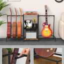 Guitar Stand for Acoustic Multiple Guitars Holder with 3-tier Storage Shelf, Guitars Display Rack Guitar Amp Accessories with Soft-Padded Protect Multi Guitar Stand for Home Studio Music Room, Dark Brown