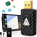 Android Auto Wireless Adapter for Car Small Dongle, Compatible with AndroidAuto Car Models 2017 Above with Wired, Only for Android Phones Version 11 Above, Carbon Fiber , Black