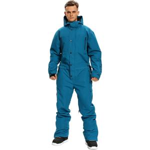 Mens One Piece Ski Suit Snowsuits Colorful Snowboard Jumpsuits Waterproof Hooded Warm Jackets Outdoor Winter (Medium, Blue)