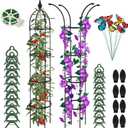 Obelisk Trellis for Climbing Plants Outdoor Garden Tower Trellis 6ft, Rustproof Coated Metal Plant Support with Garden Twist Tie 20pcs Clip for Tomato Cucumber Ivy Vines Potted Trellis 2 Pack