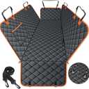 Dog Car Seat Cover, Durable Waterproof Scratch Proof Nonslip Dog Hammock, Back Seat Covers with Pocket for Cars SUVs and Trucks - S, Black/Orange