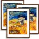Rustic Walnut 18x24 Frame - Set of 3, 18 x 24 Poster Frame with Mat for 16x20, Picture Frames for Artwork, Puzzles, Photos and Movie Posters (18" x 24" / 16" x 20" mat)