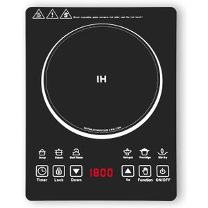 Wesonorous Single Burner Induction Cooktop, Hot Plate with 6 Cooking Modes, portable cooktop with LCD touch control, 9 Levels &3H Timer, 1800W 110V Portable induction Cooktop