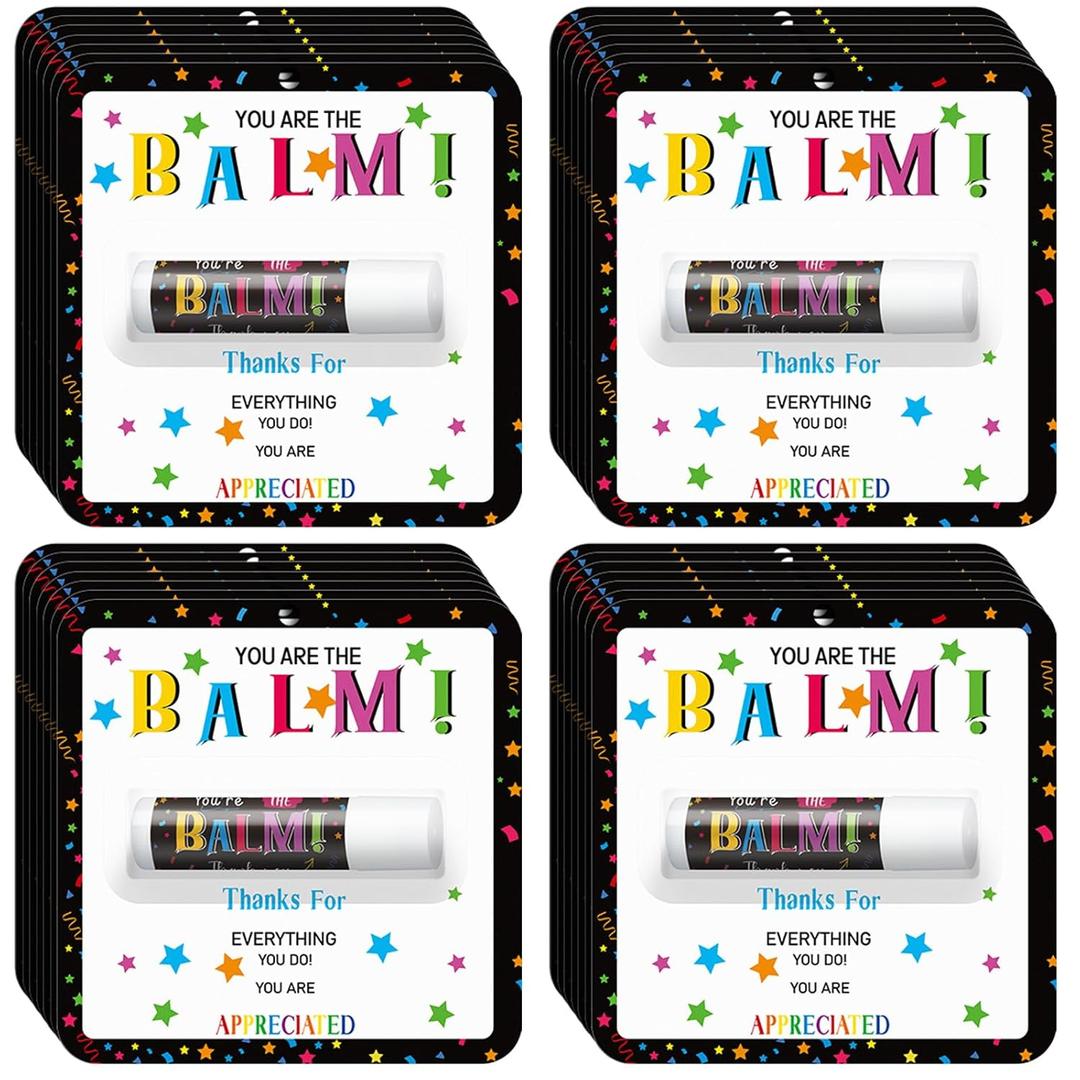 30 Pack Employee Appreciation Gifts Bulk Lip Balms, Teacher Thank You Gifts, Staff Volunteer Appreciation Favors, Youre the Balm Mini Lip Balm (Mint Flavor)