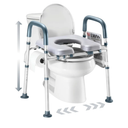 Toilet Seat Risers For Seniors Width and Height Adjustable Raised Toilet Seat With handles for Elderly, Handicap, Elevated, Pregnant, Fit Any Toilet Riser Heavy Duty Up To 400lbs