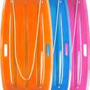 Sled, Snow Sled for Kids and Adults, Racer Downhill Sprinter Snow Sled for 1-2 Riders with 2 Handles, 35" Utility Pull Sled for Skiing, Ice Fishing, Deer Hunting, Firewood, Work Cargo, Gift (Light Blue+Orange), 2 Pieces