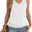 EasyGala Womens Banded Bottom V Neck Tank Tops Sleeveless Cami Shirts Casual Loose Fit Clothes 2026 Summer (White, S)