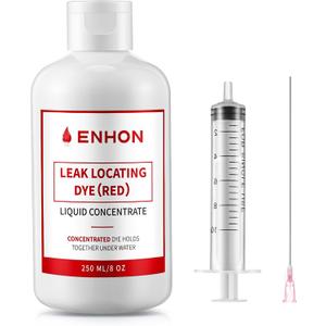 Enhon Pool Leak Locator Dye Kit – 8 oz Red Dye with Precision Applicators, Long-Lasting, Works in Pools, Spas, Hot Tubs, Long Lasting Formula, 40+ Refills