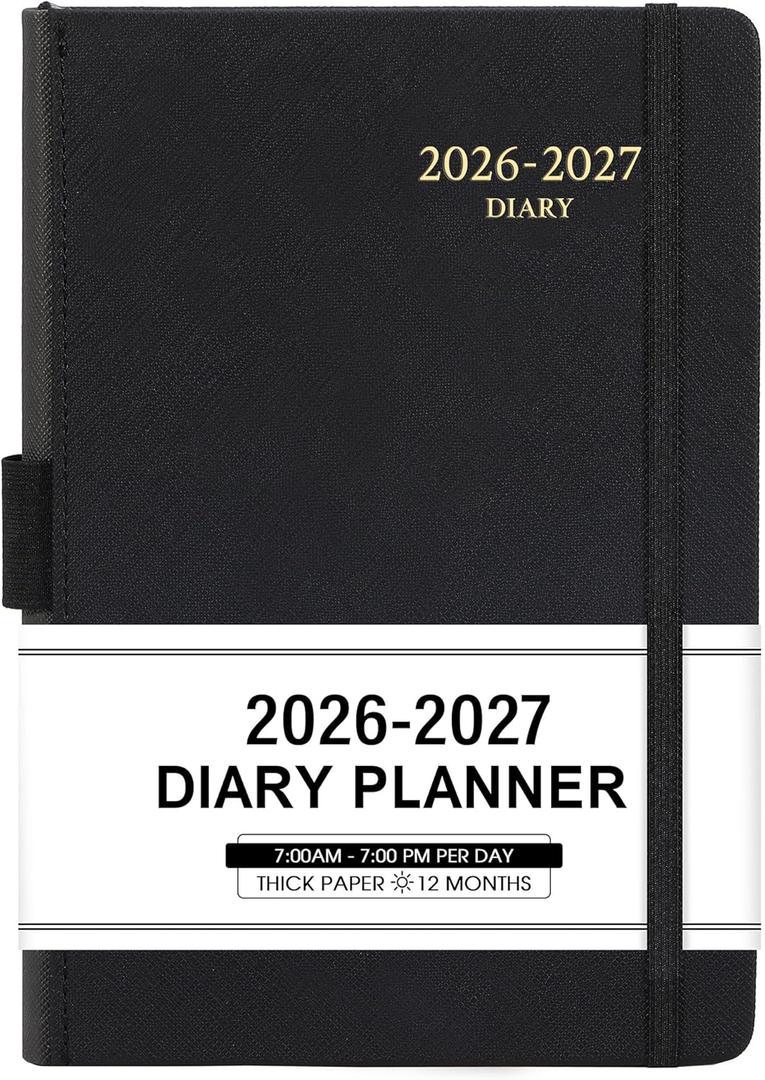 2026-2027 Appointment Book & Planner - Jul 2026 - Jun 2027, Daily Hourly Planner, 5.75" X 8.25", 60-Minute Interval, Faux Soft Leather Cover, Premium Paper, Academic Planner, Pen Holder, Inner Pocket