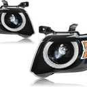 Pair Black LED Halo Headlights Fit 2006-2010 Ford Explorer