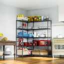 IZEUK Linked Storage Racks, DIY Adjustable Heavy Duty Metal Shelving Unit for Corner, Ideal for Kitchen, Garage, Warehouse, and Garden (Black, 15.7" D x 33.5" W x 70.5" H, 1433 lbs Capacity), 5 Tier, 15.7" D x 33.5" W x 70.9" H