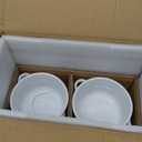 LE TAUCI French Onion Soup Bowls, 28 oz Ceramic Soup Crocks with Handles & Silicone Lids, Oven & Microwave Safe Containers for Meal Prep & Leftovers, Lead & Cadmium Free, Set of 4, White