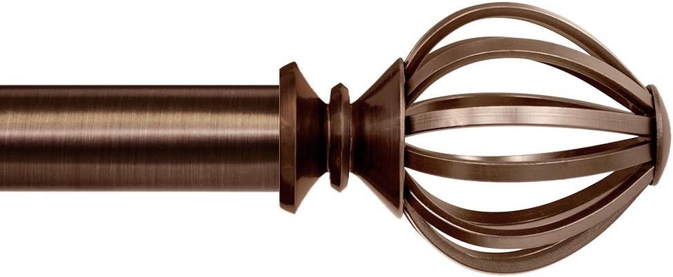 Lumino Cage Single Curtain Rod Set, 1 Diameter (With Multiple Color Options), Curtain Rod, Drapery Rod, Decorative Rod, Decor, Plated Brushed Oil Rubbed Bronze, 42-120 Width