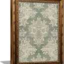Vintage Gold Framed Pattern Wall Art, Sage Green Cottagecore Decor, Rustic Farmhouse Damask Canvas Prints, Antique Botanical Picture for Home Office Bathroom Bedroom, 16x24 Inch