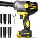 1200N.m Impact Wrench for DeWalt 20V Battery (no battery), 20V 1/2 Cordless Impact Gun, 900Ft-lbs Electric Impact Driver with 3-Speed Control, 6 Pcs Impact Sockets Included, Tool Only