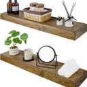 Floating Shelves 3 inch Thick for Wall Set of 2,Solid Pine Wood Wall Mount Shelf for Kitchen Living Room Bedroom Bathroom,8" D x 36" L x 3" H-Distressed Black Walnut