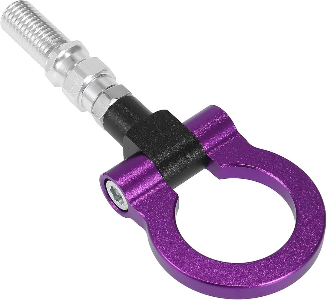 X AUTOHAUX Purple Aluminum Alloy Front Bumper Trailer Ring Eye Towing Tow Hook Screw