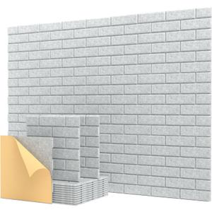Kuchoow Soundproof Wall Panels, Sound Proof Panels for Wall,12 Pack Acoustic Panels Sound Absorbing Self Adhesive, Brick Acoustic Wall Panels for Home, Room, Ceiling, 12"12"0.4",Gray