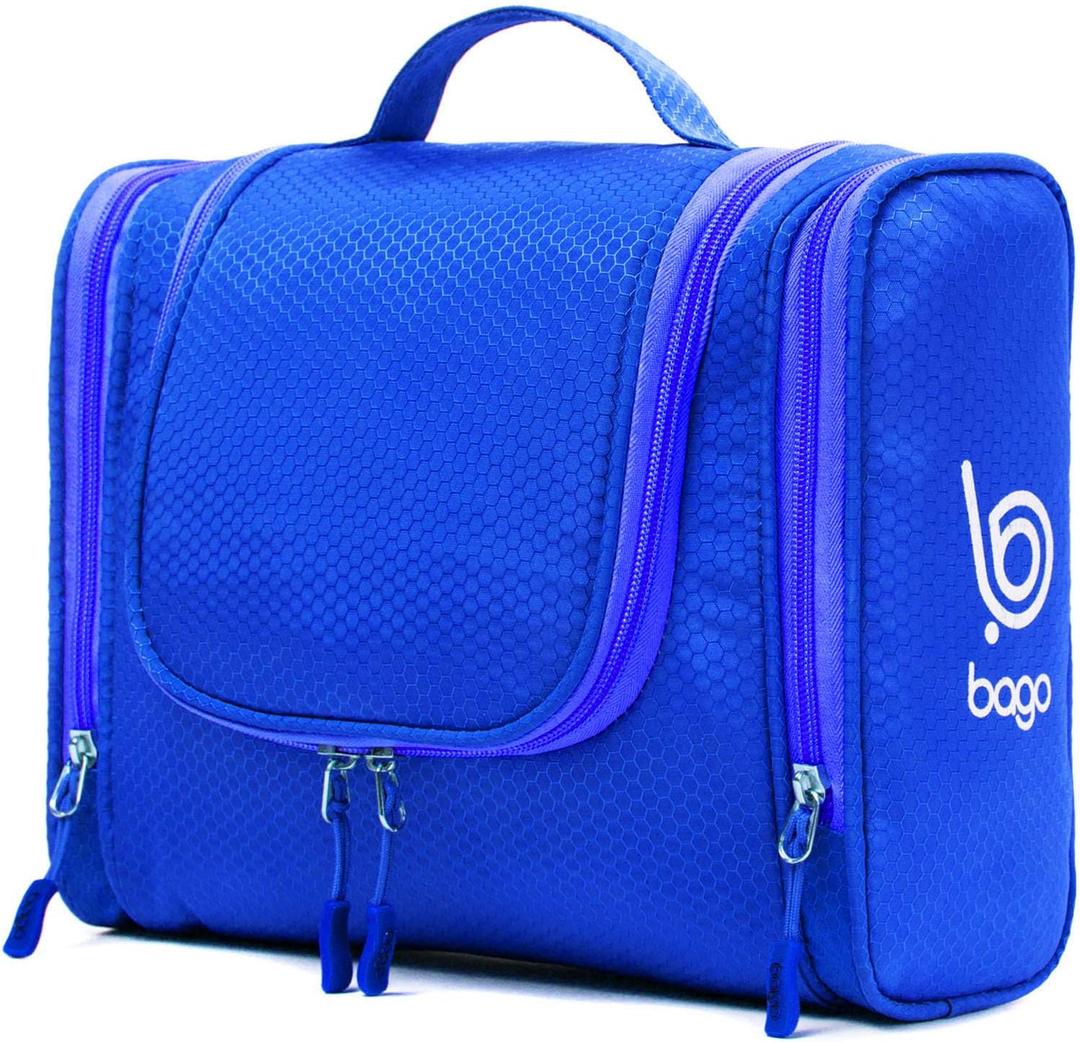 bago Travel Toiletry Bag for Women and Men - Large Waterproof Hanging Large Toiletry Bag for Bathroom and Travel Bag for Toiletries Organizer - Makeup Bag (DeepBlue)