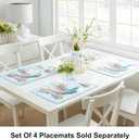 Newbridge Cottage Rose Fabric Placemats, 13 x 19 Inch, Easy Care Wrinkle and Stain Resistant Blue and Pink Floral Set of 4 Placemats for Indoor Outdoor Party Dining (Multi Color)