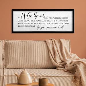 TQianJiang Christian Wall Art Holy Spirit You are Welcome Here Sign Religious Inspirational Decor 24"10" Bible Verse Plaque Scripture Living Room Prayer Room Wood Framed Wall Hanging (Black) TQianJiang Christian Wall Art Holy Spirit You are Welcome Here Sign Religious Inspirational Decor 24"10" Bible Verse Plaque Scripture Living Room Prayer Room Wood Framed Wall Hanging (Black)