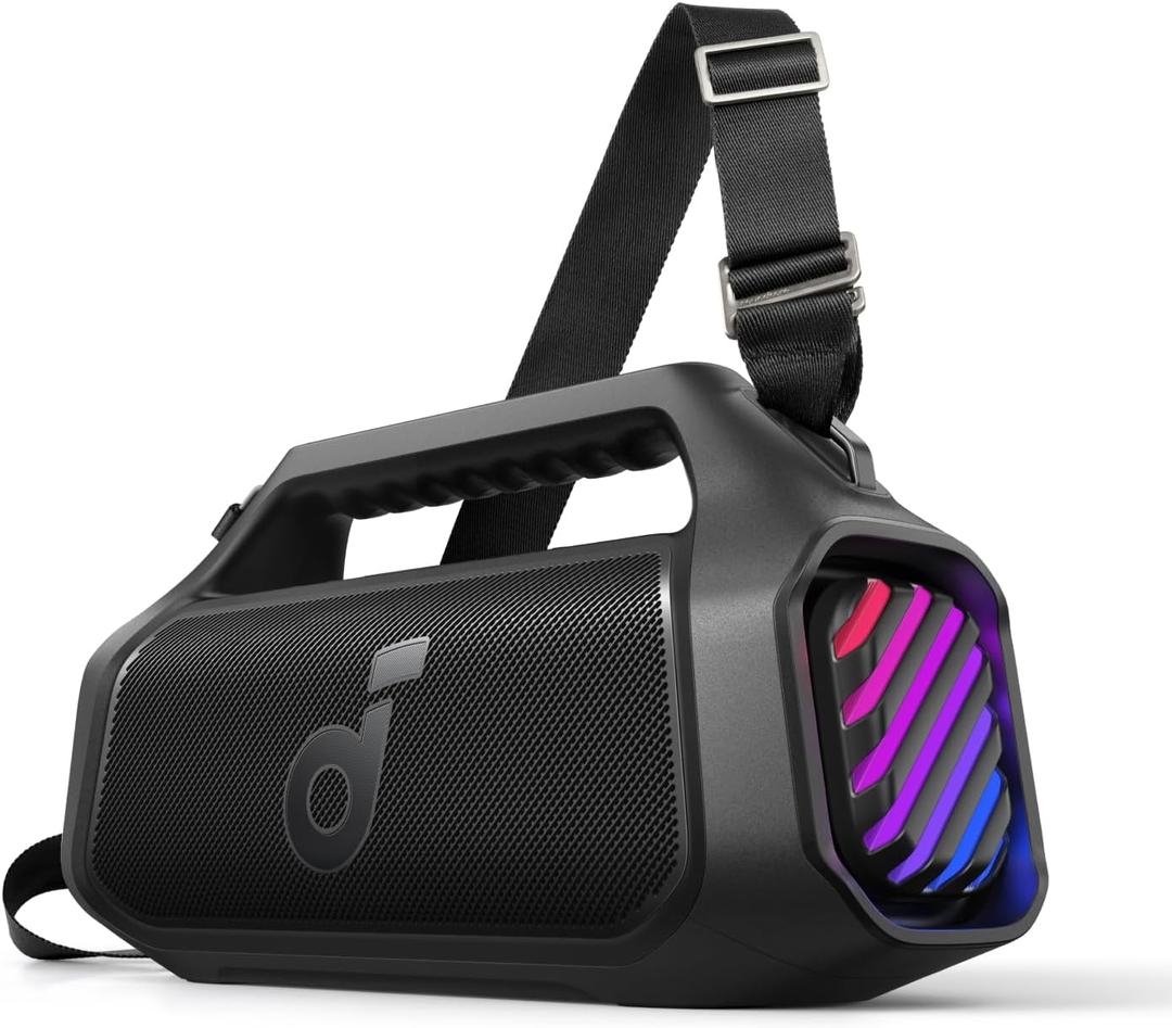 soundcore Boom 2 Plus By Anker, Outdoor Speaker, 140W, 2+2 Channel, BassUp 2.0, 20H Playtime, Fast Charge, IPX7 Waterproof, RGB Lights, Power Bank, Bluetooth 5.3, Portable for Outdoors, Camping, Beach (Black)