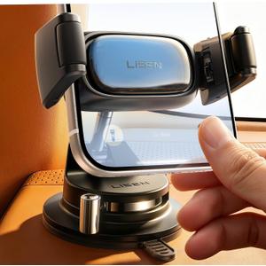 LISEN Suction Phone Mount for Car, [95% Cases Friendly] Car Phone Holder Mount Dashboard Phone Holder, Easy One Touch Suction Cup Cell Phone Car Mount