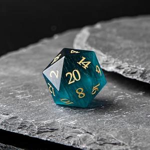 Dark Green Cat's Eye Crystal DND Dice Set 7 PCS 7 PCS Gemstone Suitable for Dungeons and Dragons D & D RPG Games