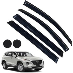 Rain Guards for Hyundai Santa Fe 2019-2023, Tape-on Side Window Deflectors for Hyundai Santa Fe, Window Visors for Hyundai Cars, for Hyundai Car Accessories 4 Rain Guards 2 Car Coasters
