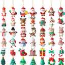 42 Pcs Middle Christmas Rubber Ornaments, 3D Shaped Xmas Tree Ornaments Decorations Snowman Santa Claus Hanging Ornaments with Strings for Christmas Trees Decoration