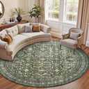 8ft Area Rugs for Living Room Bedroom, Green Washable Non-Slip Carpet