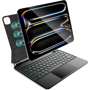 for iPad Pro 13 inch case 2024 with Keyboard M4,Magnetic Attach,Multi-Gesture Trackpad,7-Color Backlit,Shortcut Keys,Auto Sleep/Awake,Magic Keyboard for iPad Pro 13-inch M4 2024 (Black)