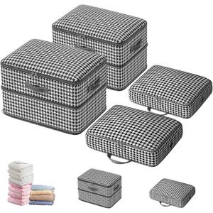 4 Pcs Self Compression Storage Bags, Large Capacity Ultra Space Saving Clothes Storage Bags for Sweater, Sheet, Bed, Blanket Storage Organizer with Window Handle, Comforter Bags with Zipper