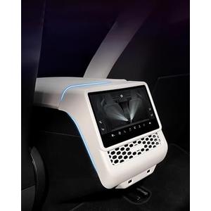 YOKOOHITECH Carbon Fiber Pattern AC Vents Cover, Highland Model y Rear Center Console Air Vent Cover Compatible with Tesla Model Y Juniper and Model 3 Highland (Matte White)