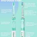 SEAGO Kids Electric Toothbrush with 2 Mins Brushing Timer and 4 Replacement Bursh Heads, Rainbow LED Light Make Brushing Fun, Green Color Boys Battery Powerd Toothbrush for 4-12 Years OldSG-977