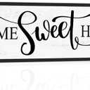 Home Sweet Home Wall Decor: Modern Farmhouse Rustic Sign 12" x 40", Master Bedroom Above Bed Framed Hanging Plaque, Family Decorative for Living Room