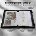 CD DVD Storage Binder, 56 Capacity Leather CD Wallet with Booklet Pockets & Label Slots, Portable Media Disc Organizer for Blu ray, Video Games, Home Collection and Car Travel