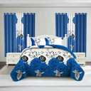 Deepsleep Twin Size Bedspread Set 9 Pieces, Blue Rose