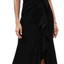 FQA Formal Evening Dresses for Women Elegant Evening Party Prom Dress Long Sexy V Neck Sleeveless Split Wrap (Medium, Black)
