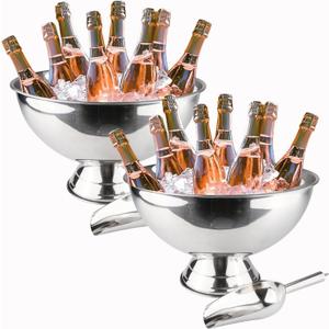 Large Champagne Bowl, 12L Ice Bucket with Scoop, Stainless Steel, Silver, Round, No Lid, Ice Bucket, BUCKET, ice-bucket, 16 inches, 12 liters, Pack Of 1 