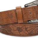 INOGIH Adjustable-Vintage-Western-Cowboy-Belt Women Men - Cowboy-Style Engraved-Buckle Belt for Jeans Pants Dresses One Size (28” to 38”)