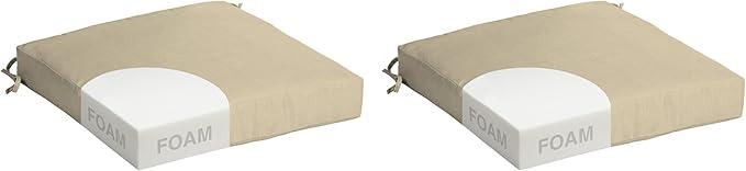 Arden Indoor/Outdoor Foam Seat Pad, 2 Pack, 17 x 16, Patio Cushion, Water Repellent, Fade Resistant, Foam Cushion Tan Leala