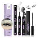 GAQQI Lash Cluster Glue, Lash Bond and Seal Waterproof, Bond & Seal Eyelash Glue for Clusters, Eyelash Adhesive Black LongLasting 72H, LatexFree（5ml+5ml）