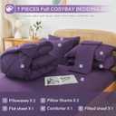 Cosybay Bed in a Bag Queen Comforter Sets 7pcs All Season Solid Down Alternative Bedding Sets Purple with Comforter, Pillow Shams, Flat Sheet, Fitted Sheet and Pillowcases