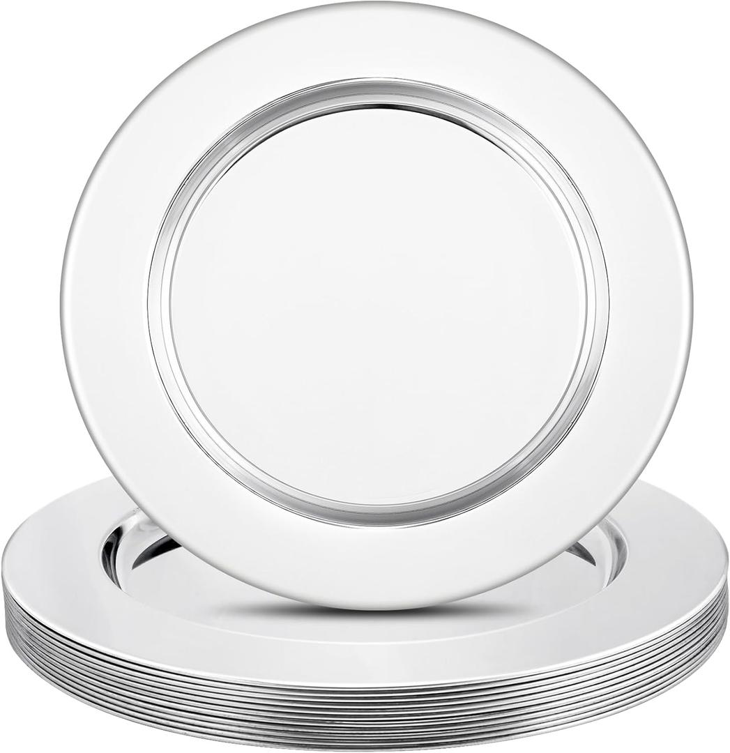 Blcculi 12 Pack Stainless Steel Charger Plates,13 Inch Metallic Silver Charger Plates,Round Stainless Steel Chargers for Dinner Plate,Wedding,Party Decroation