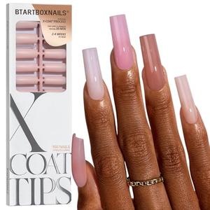 BTArtboxnails XCOATTIPS Bare 5-Shades Nude Press on Nails - 4-Week Wear Extra Long Square Press on Nails, Easy to Apply, Soak Off, Salon Quality Value at Home, 16 Sizes - 160 Fake Nails